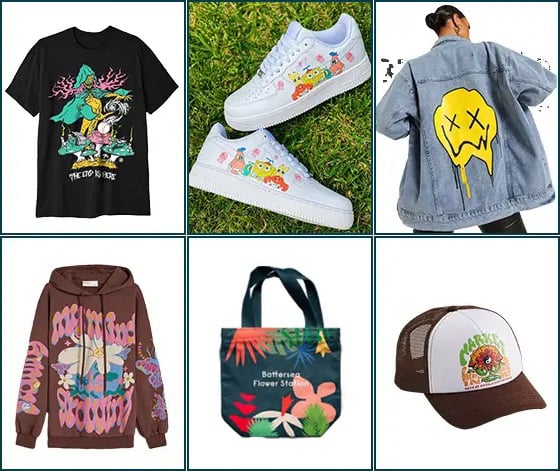 Drukowanie na koszulkach odzieży spodniach czapkach butach